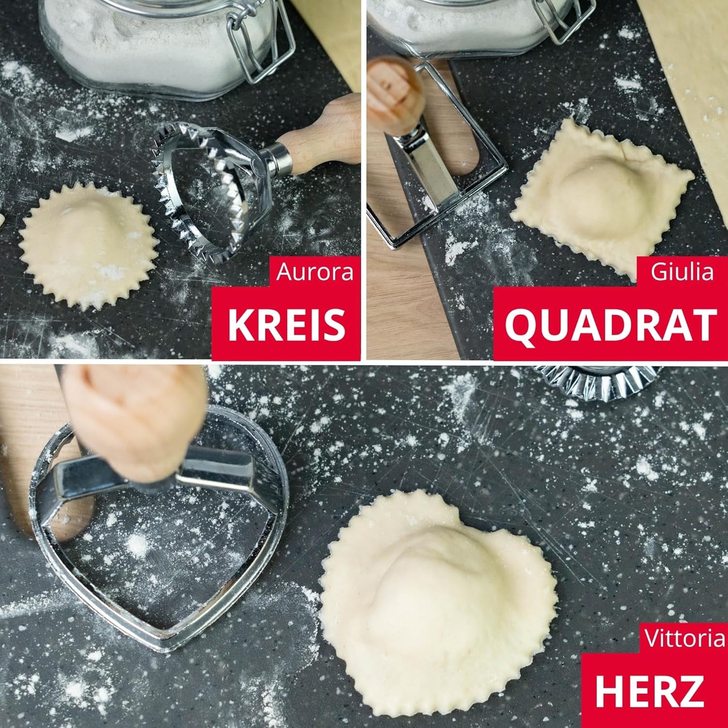 Roulette à pâtisserie/coupe-ravioli Westmark Sofia – Roulette à pâtisserie pratique pour couper les pâtes et la pâte maison, roulette ø 39 mm – Zinc, bois de hêtre