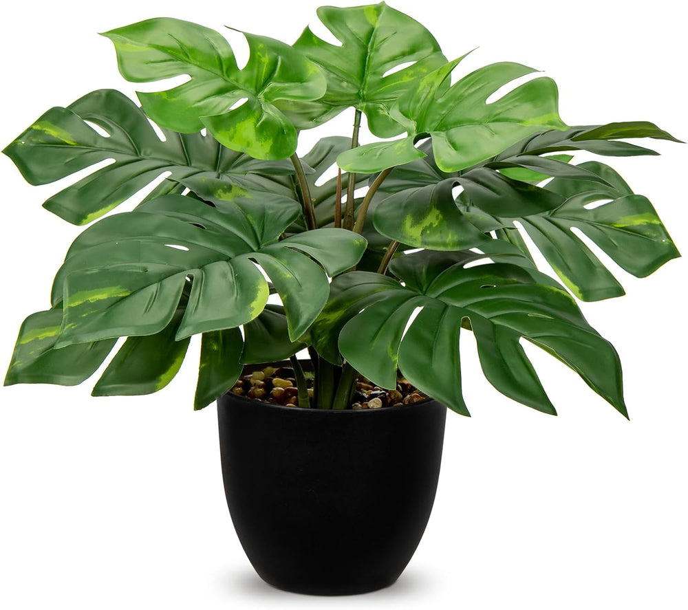 Hollyone Kunstpflanze Klein, 28 Cm Philodendron Pflanze Künstlich Mit Topf, Kunstpflanzen Wie Echt, Gefälschte Pflanze Für Badezimmer Deko Wohnzimmer Schlafzimmer Tischdeko