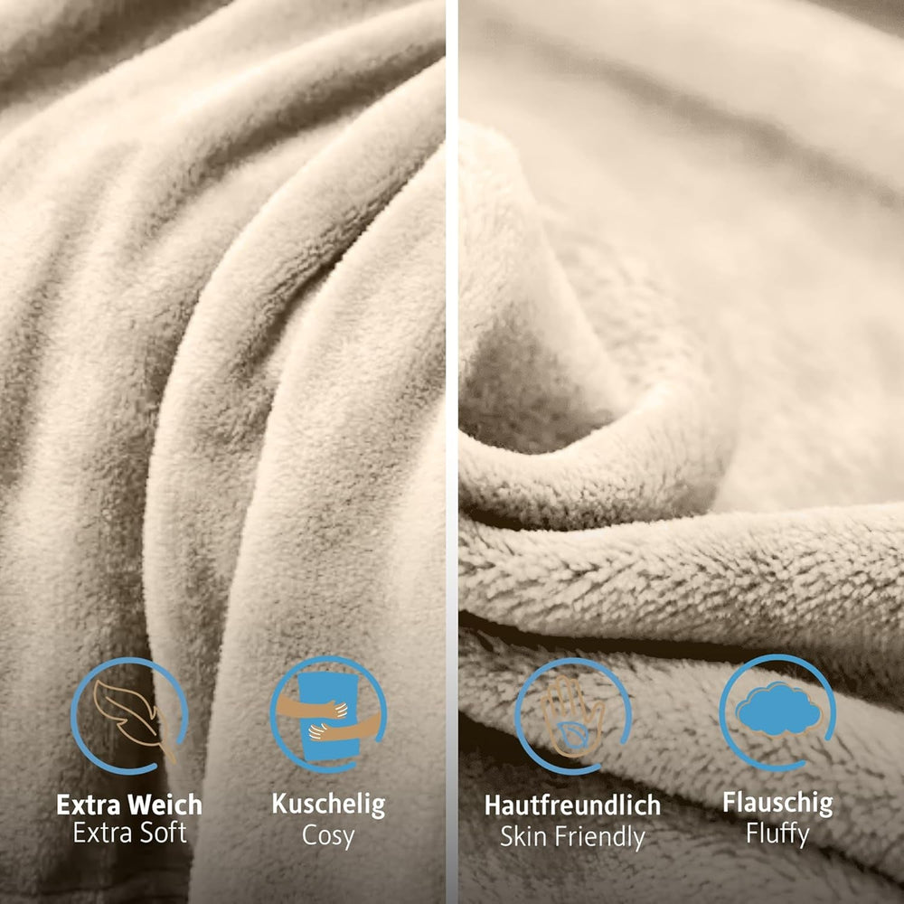 Couverture moelleuse Komfortec, couverture confortable, couverture polaire, certifiée Oeko-Tex, super douce, 150X200 Cm, 260 G/M², beige Lits et couvertures Besuche den Komfortec-Store