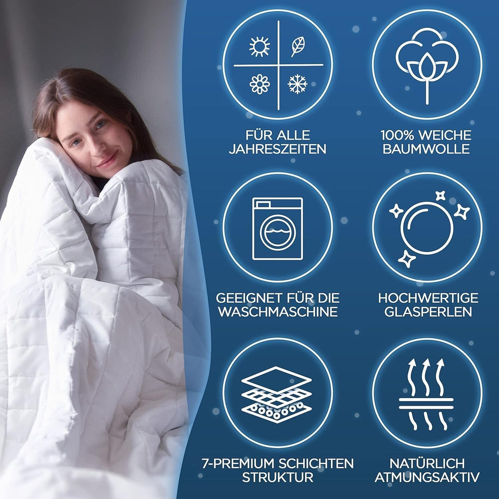 Couverture lestée Samthus 135X200Cm 6Kg certifiée Oeko-Tex - Couverture de relaxation 100% coton - Couverture lourde anti-stress et thérapeutique - Dormez mieux avec notre couverture lourde - Couverture lestée Lits et Couvertures Besuche den Samthus-Store