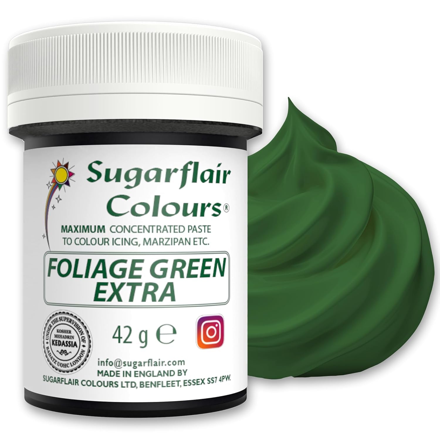 Colorant alimentaire vert concentré Sugarflair Max, colorant alimentaire hautement concentré en pâte d'amande et fondant, colorant en pâte concentré Max - 42 g