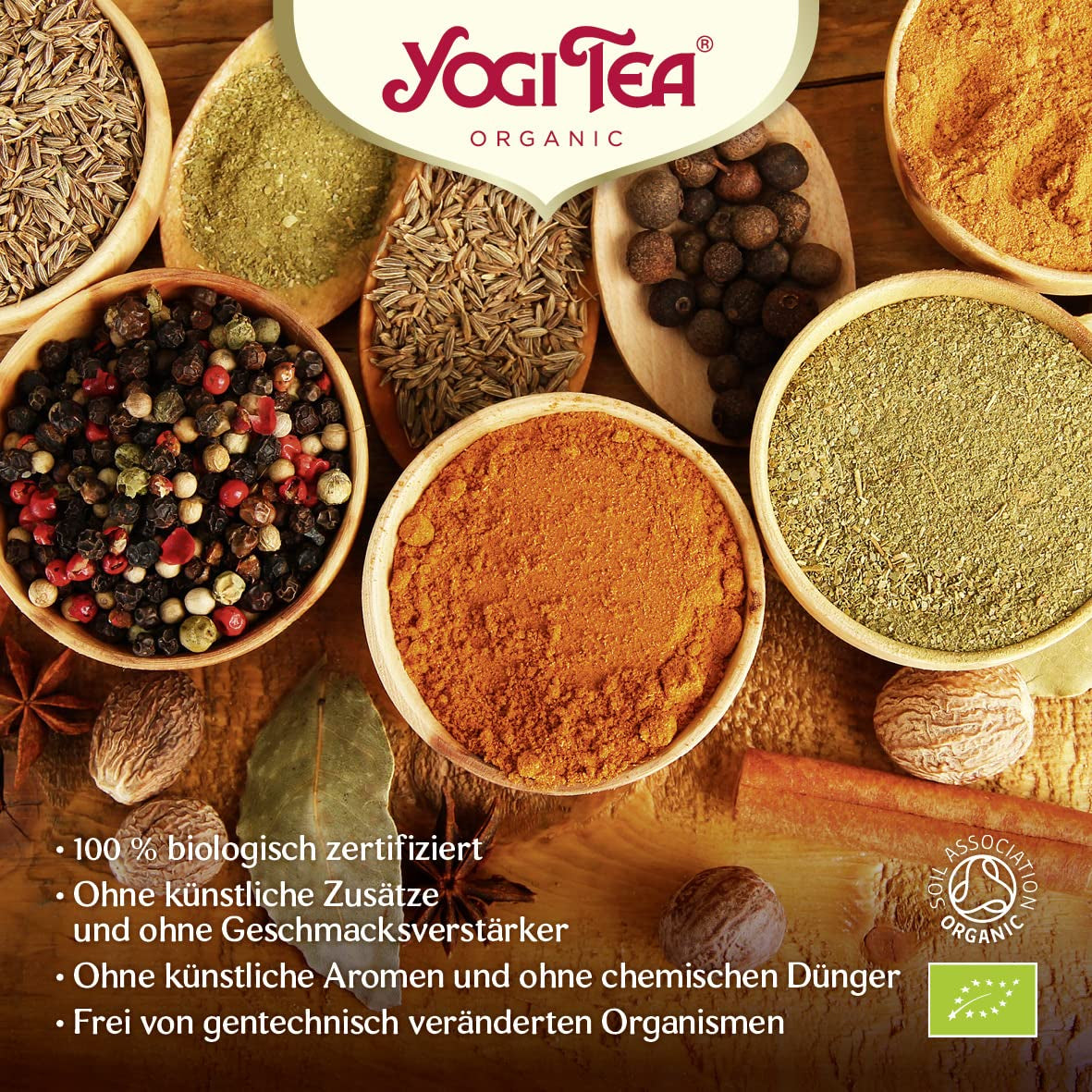 Yogi Tea Green Chai, thé épicé ayurvédique biologique, mélange de cannelle, menthe, thé vert, gingembre, cardamome et clou de girofle, 6 x 17 sachets de thé (102 sachets de thé au total)