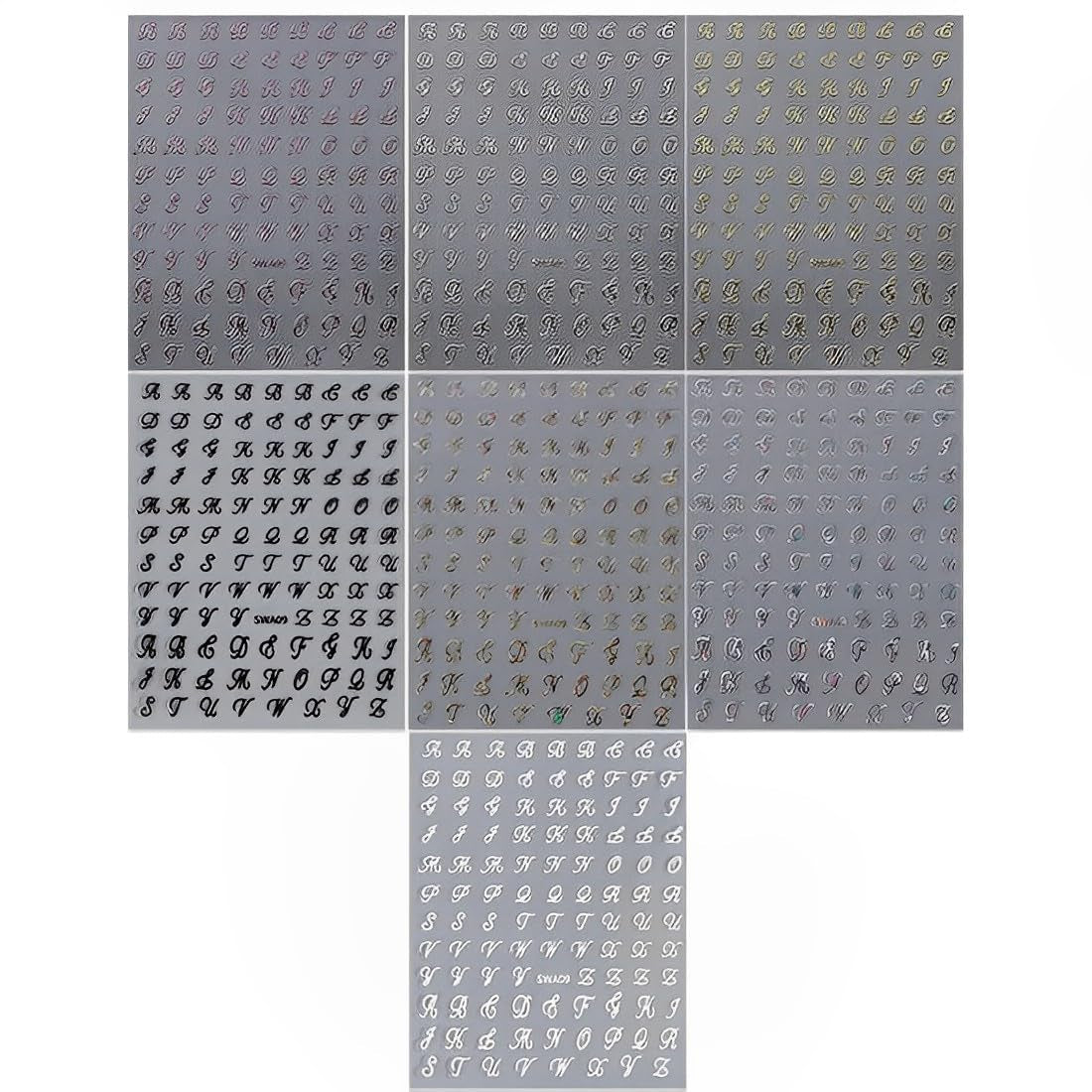 7 lettres alphabets 3D Nagelsticker Nagelfolie Selbstklebend Buchstaben Aufkleber Nägel Zubehör Nagelaufkleber Klebebuchstaben Aufkleber Selbst Gestalten Letter Letters Nail Art Stickers