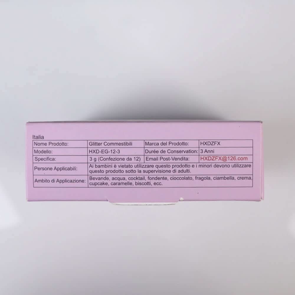 Set de paillettes comestibles, poudre, 3 grammes par couleur Naty Shop