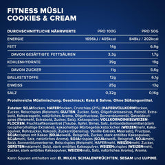 IronMaxx Fitness Muesli - Biscuits et crème, sac de 2 kg | Muesli végétalien riche en protéines et croustillant | Faible en sucre et riche en fibres