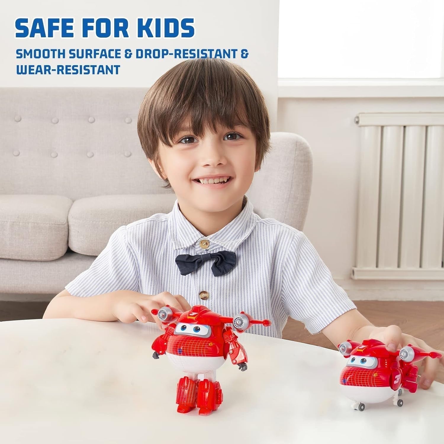 Super Wings 5" Transforming Characters 2-Pack Transforming Supercharged Jett + Tino Transformer Toy pour garçons et filles à partir de 3 ans Figurines d'action rouges Naty Shop