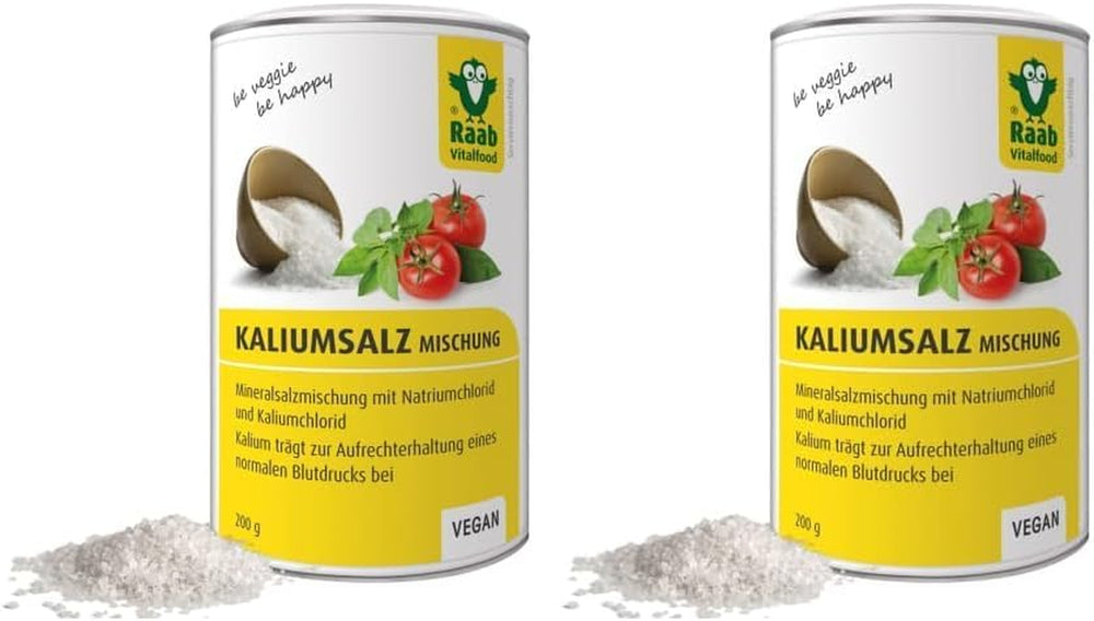 Raab Vitalfood Mélange de sel de potassium, mélange de sel minéral avec 66,7 % de chlorure de sodium (eau de Cologne) et 33 % de chlorure de potassium, le potassium est destiné à l'alimentation en eau normale d'un liquide à base de sel (dose de 1 x 200 g)