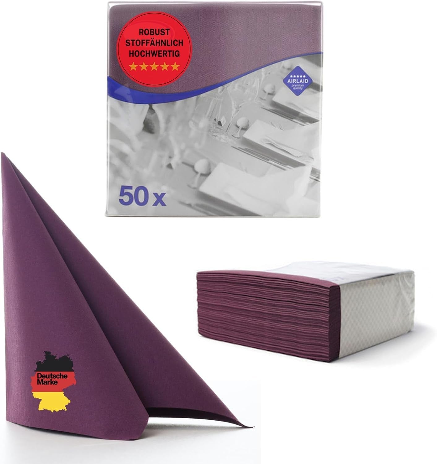 50 Serviettes Aroba Airlaid Aspect Textile 19 COULEURS 40X40 Cm 1/4 Pli Serviettes de Mariage Aspect Textile de Haute Qualité pour Anniversaires Hôtel Restauration Vacances Noël Mariage Rose