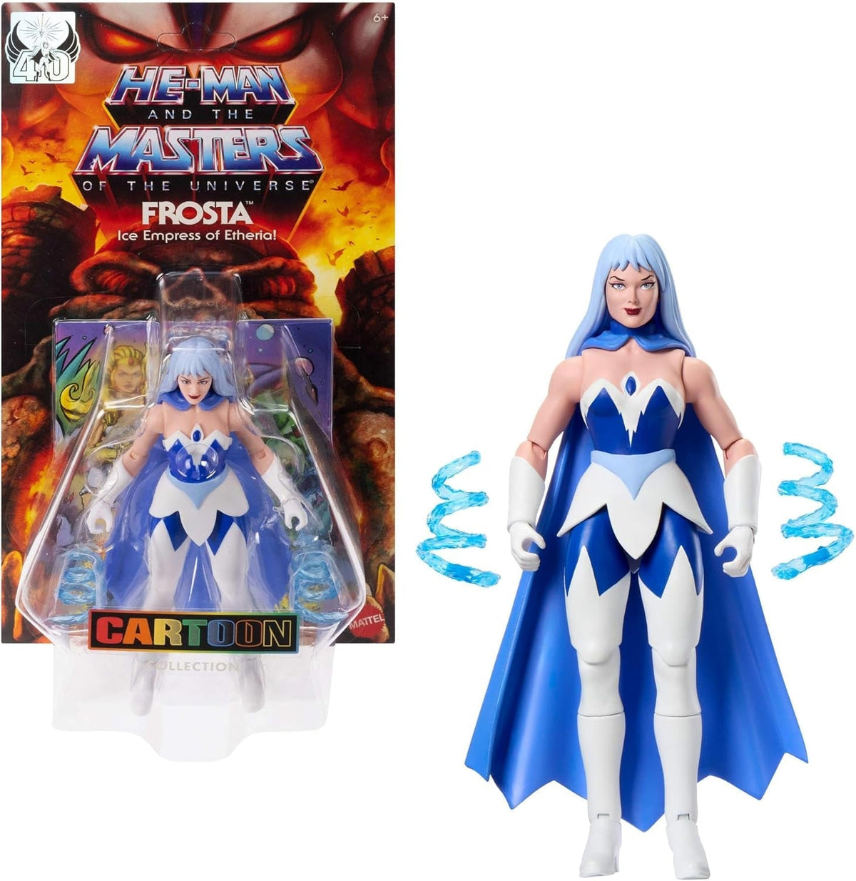 Figurine d'action Masters of the Universe Origins Frosta de la collection de dessins animés, d'environ 14 cm de haut, de la série télévisée des années 1980, la princesse du pouvoir avec force de glace, design détaillé et cape, JBM87 Figurines Naty Shop Titre par défaut