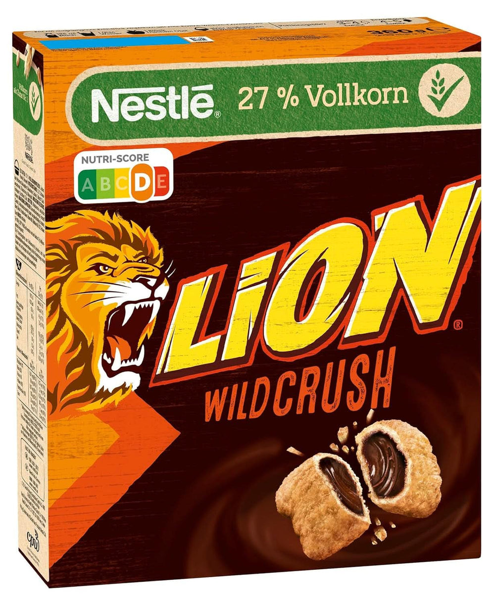 Céréales LION Wildcrush, chocolat et caramel Céréales pour petit-déjeuner, pack de 8 x 360 grammes Naty Shop