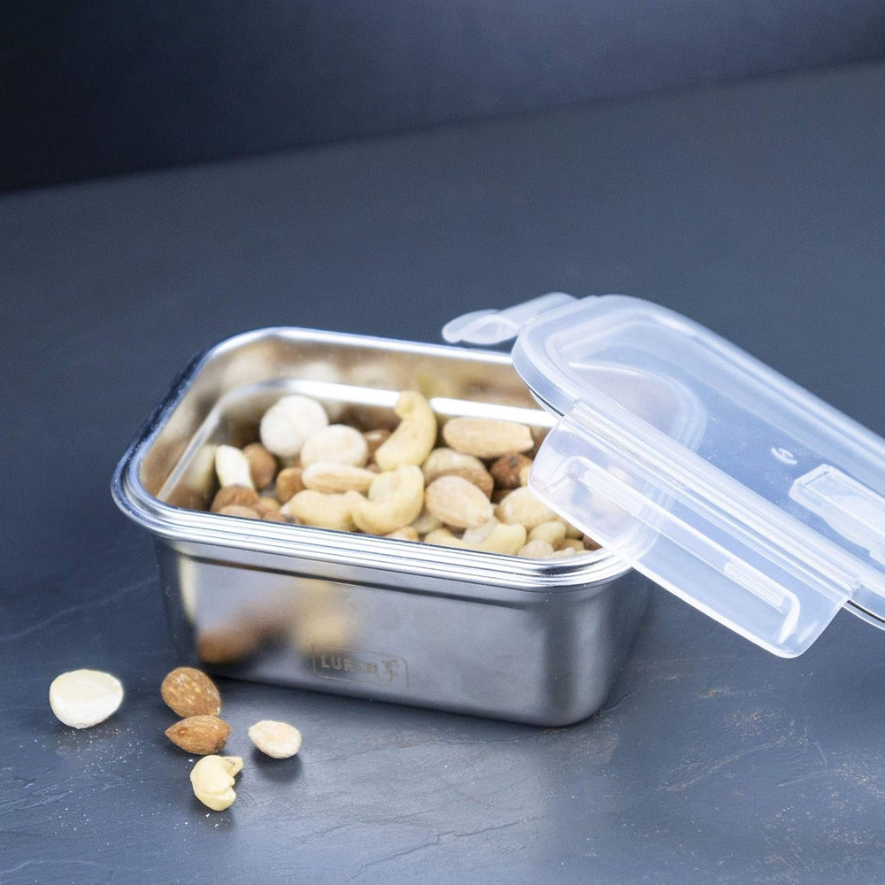 Lurch 240895 Boîte à lunch Boîte de sécurité/stockage en acier inoxydable de haute qualité avec couvercle en plastique sans BPA 2000 ml Boîtes de conservation alimentaires transparentes Naty Shop