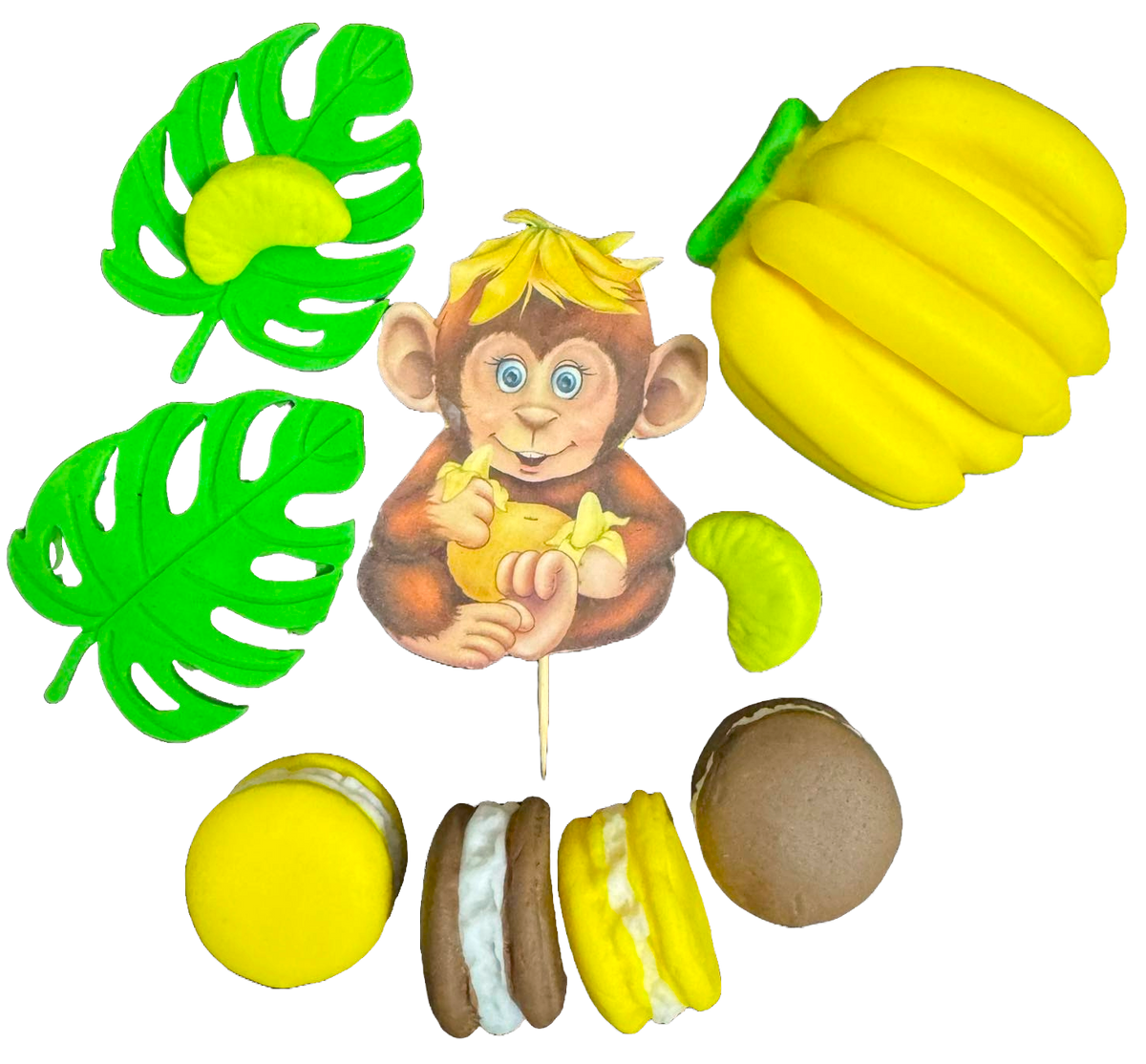 Set 10 decoratiuni comestibile din zahar, Maimuta Decoratiuni din Pasta de Zahar Nati Shop