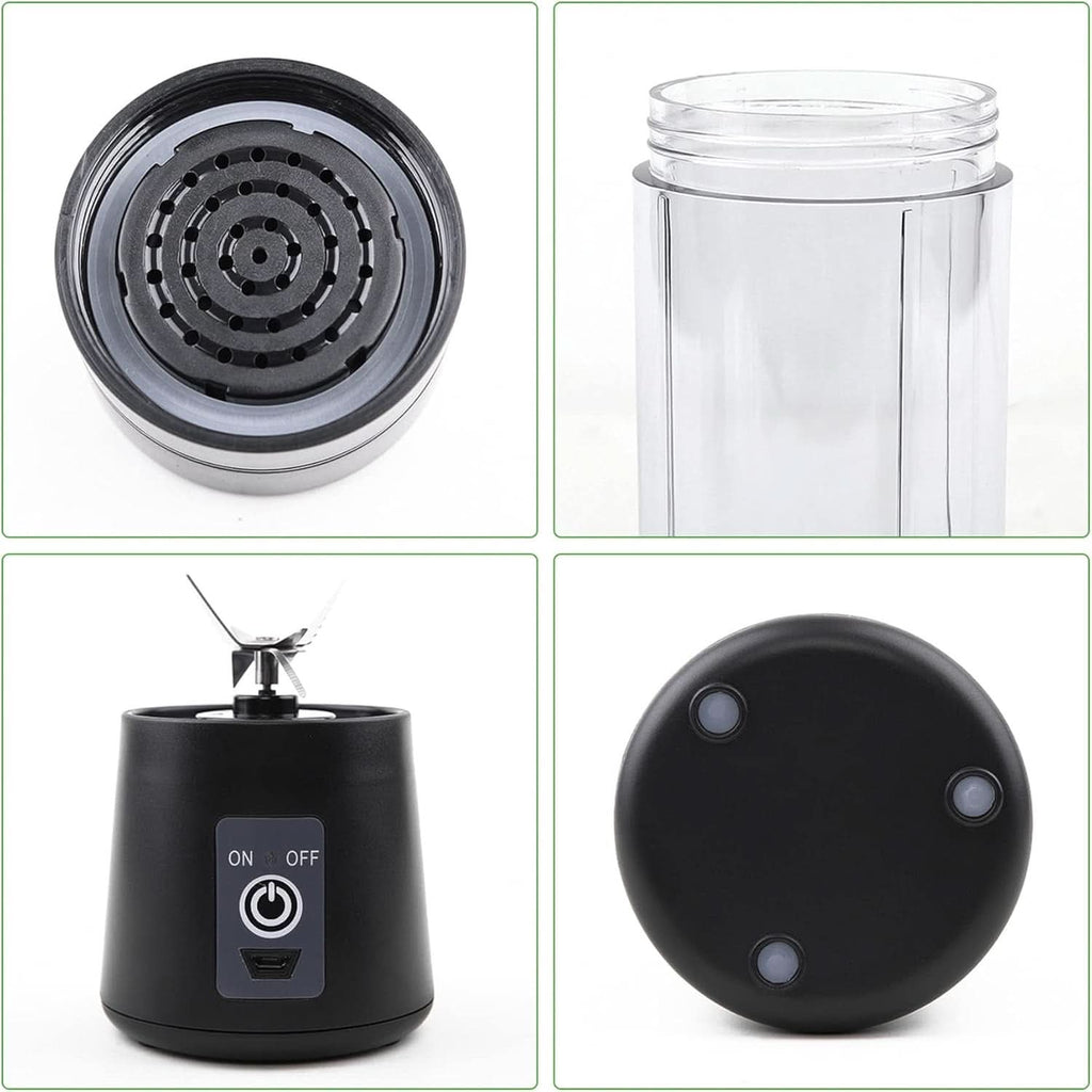 Mixer Smoothie Maker Tragbarer Entsafter: 380Ml Standmixer Persönlicher Shaker Proteinshake Mit 6 Edelstahlmesser Tragbar-Bpa-Freie Mit Usb-Mixbecher Für Shakes,Saftoutdoor,Schwarz Bucatarie Naty Shop