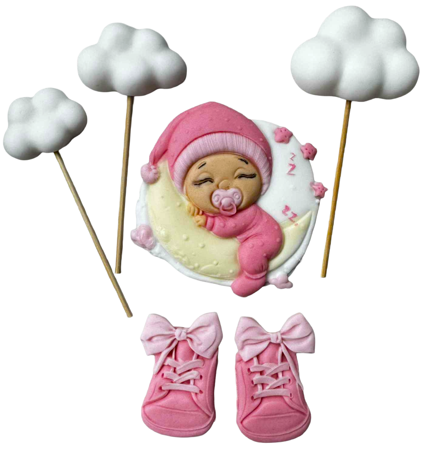CasaDulce Décorations Comestibles de Baptême - Lot de 6 Ornements en Pâte à Sucre Naturelle