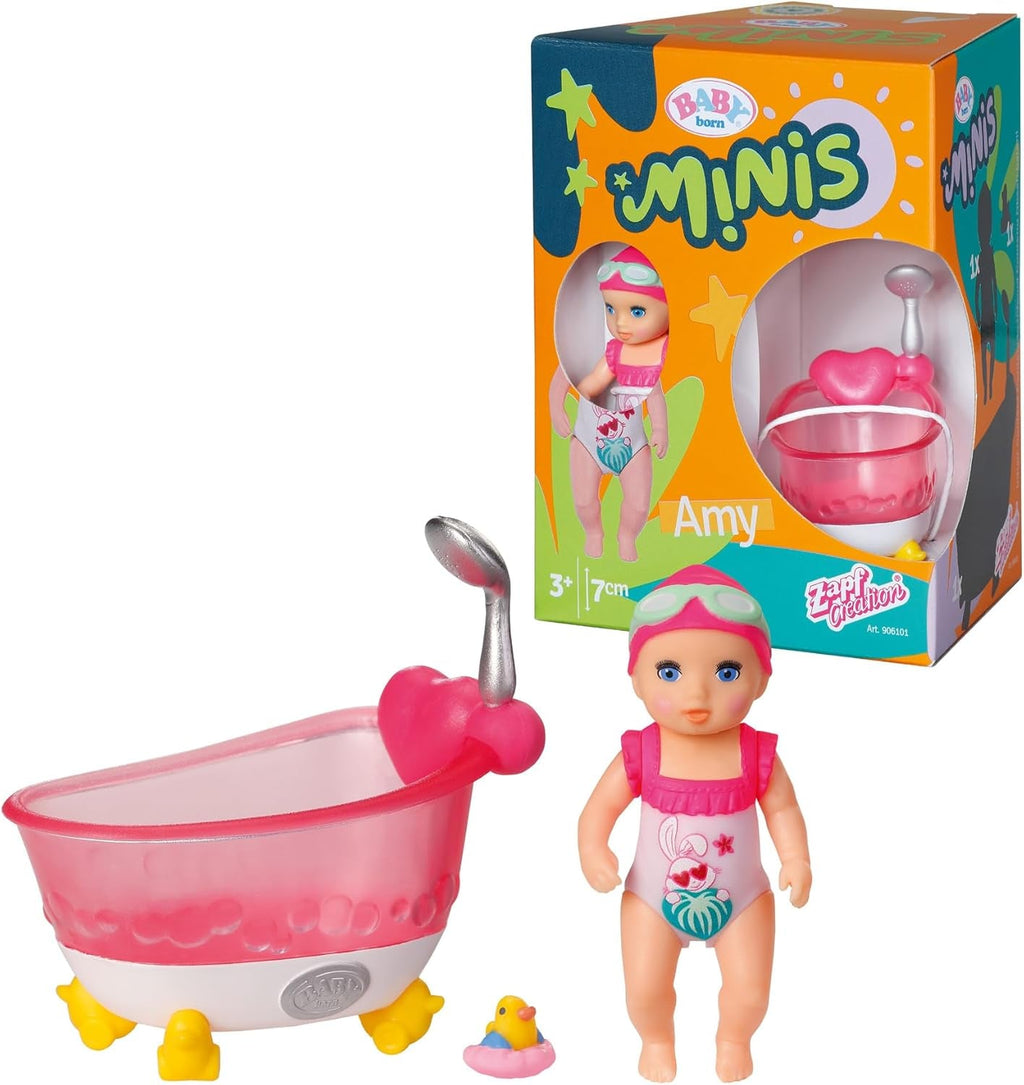 BABY Born Minis set de joacă pentru cadă cu păpușă Minis Amy și rață, 906101 Zapf Creation Papusi Naty Shop Cada de baie
