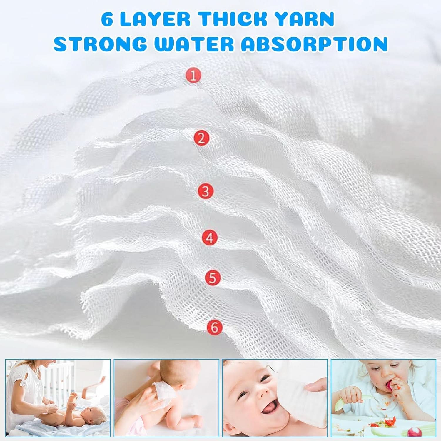 Prosoape de spălat pentru bebeluși EXTSUD, pachet de 10 prosoape de muselină pentru bebeluși Mama si Copilul Naty Shop