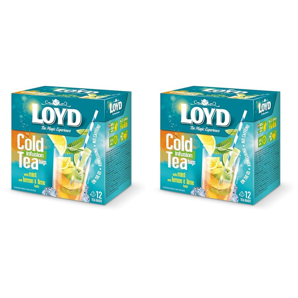 LOYD - Ceai rece cu căpșuni și zmeură - 12 pliculețe piramidale, ceai rece de vară, ceai rece aromatizat, cu ingrediente naturale, apă aromatizată, fără adaos de zahăr, preparat la rece - 30 g