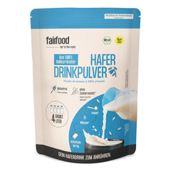 fairfood Bio Haferdrink Pulver 360g - nachhaltige Milchalternative - végétalien, sans gluten et sans huile - jusqu'à 4L Haferdrink - zum Selbermischen - 100% Bio-Vollkornhafer