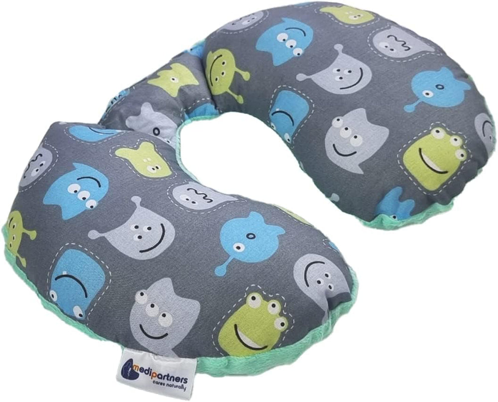 Medi Partners Oreiller cervical pour bébé Support de nuque 100% coton / minky Oreiller cervical pour voiture poussette Voyage sommeil Oreiller cervical snooze roll (REH avec Minky gris) Oreillers orthopédiques cervicaux Naty Shop Creatures avec Minzer Minky