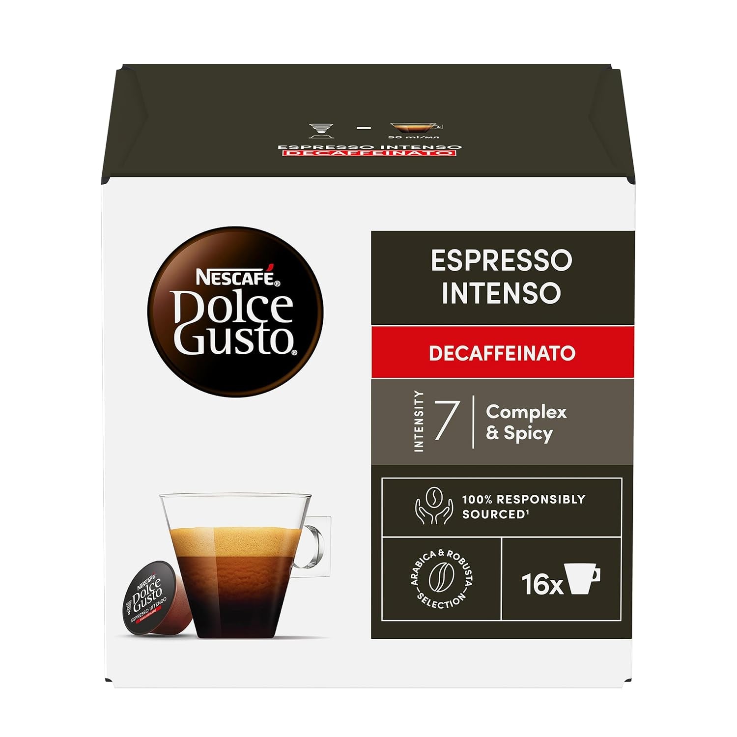 Nescafé Dolce Gusto Café Dolce Gusto Espresso Intenso Desc. | Nestlé Pack 3 Kisten Mit 18 Kapseln,Die Jewelils 16 Einheit(3er Pack)