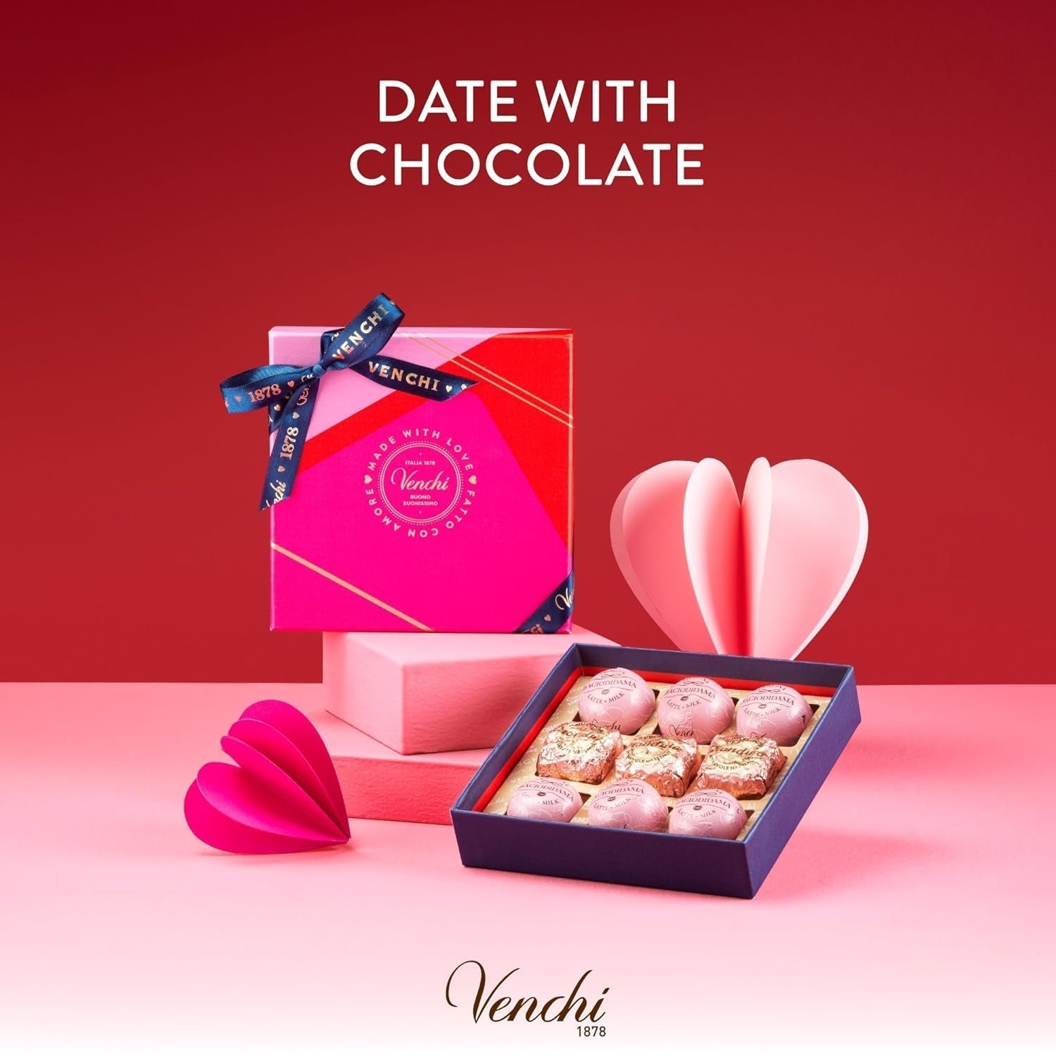 Venchi - Coffret 9 chocolats Baciodidama et Vegan Chocoviar Gianduia, sans gluten, Collection Saint Valentin Chocolats Naty Shop