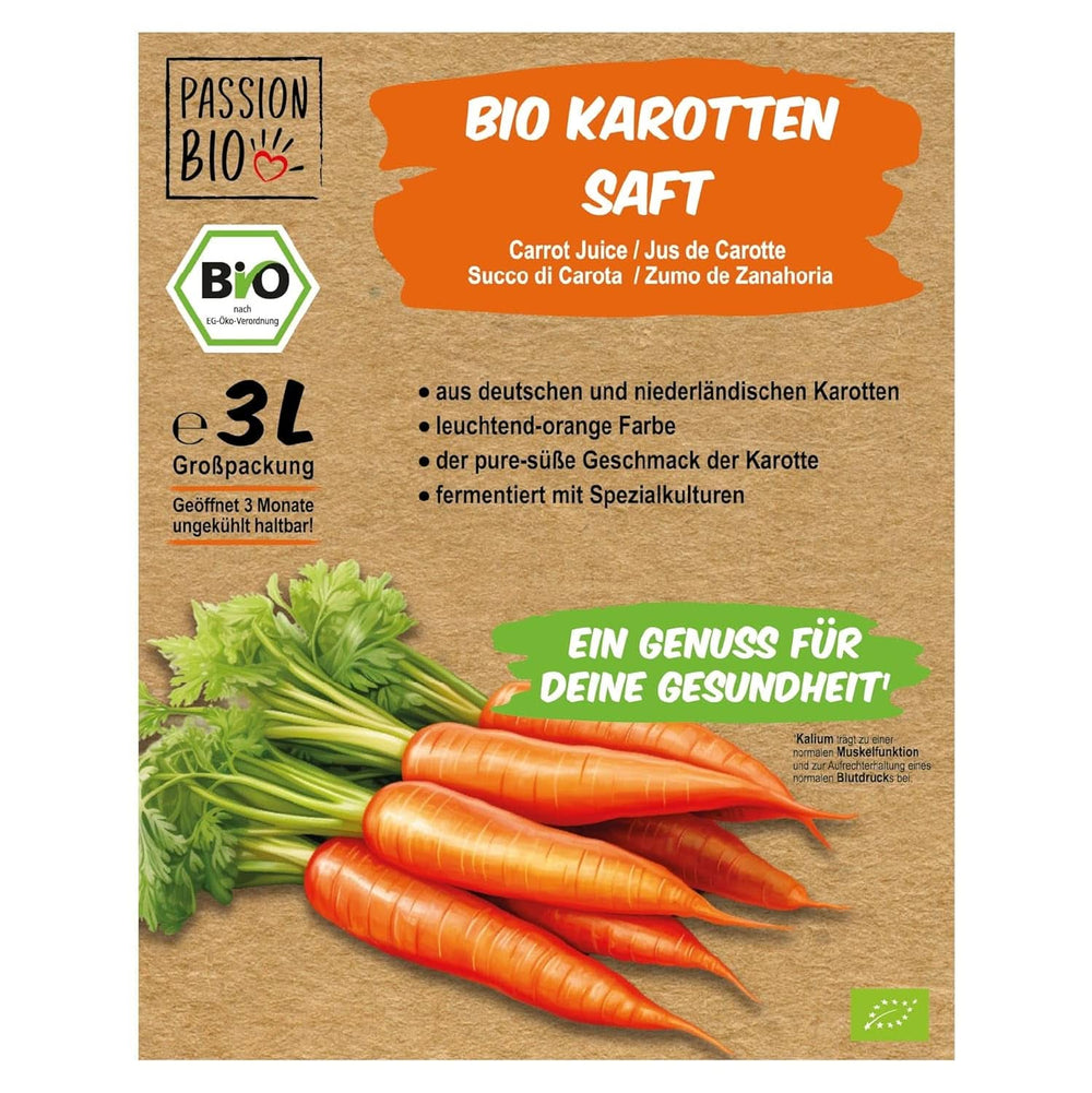 Jus de carotte bio - A base de carottes allemandes et hollandaises, 3 litres Boissons non alcoolisées Naty Shop