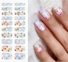 JMEOWIO Nagelfolie UV Härtend Bunter Blumenglitzer UV Gel Nail Strips Nagelsticker Nagelaufkleber Nail Art Dekoration Nageldesign Zubehör