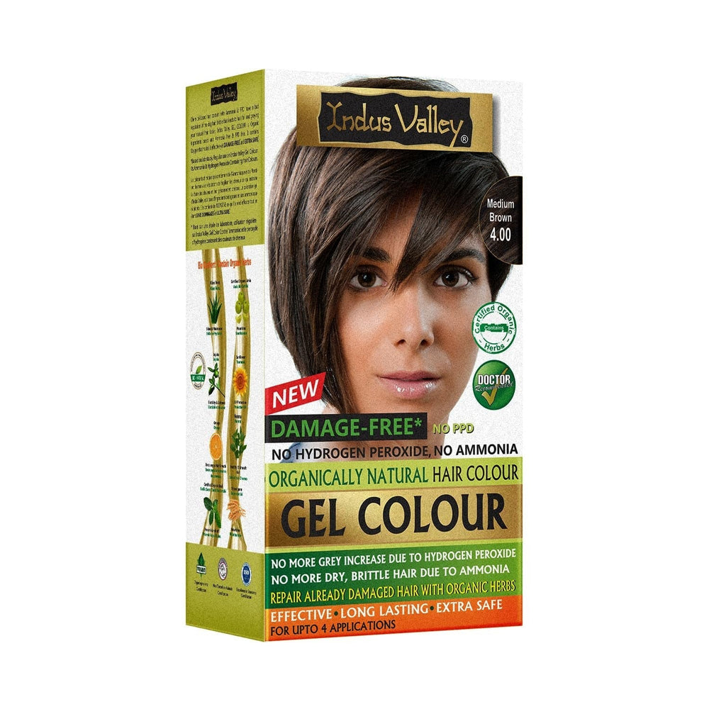 Coloration capillaire en gel naturel sans dommages Indus Valley | Sans ammoniaque, végétalien et sans cruauté | Jusqu'à 100 % de couverture des gris, résultats longue durée | Châtain clair 5.0 (20 grammes + 200 ml) Teinture capillaire Naty Shop Châtain moyen