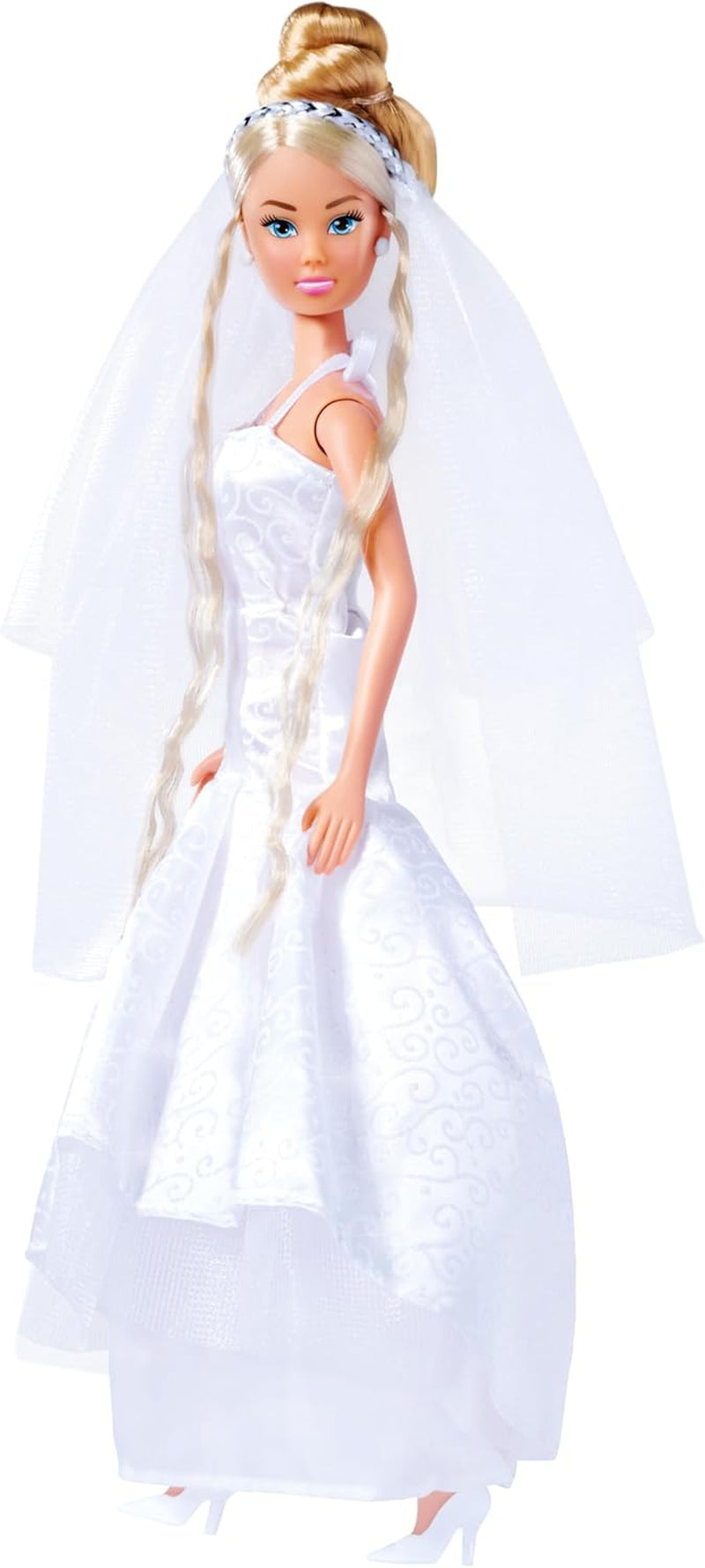 Simba 105733414 - Robe de mariée Steffi Love, 2 modèles assortis, Un seul article fourni, Poupée dans une belle robe de mariée, 29 cm, à partir de 3 ans