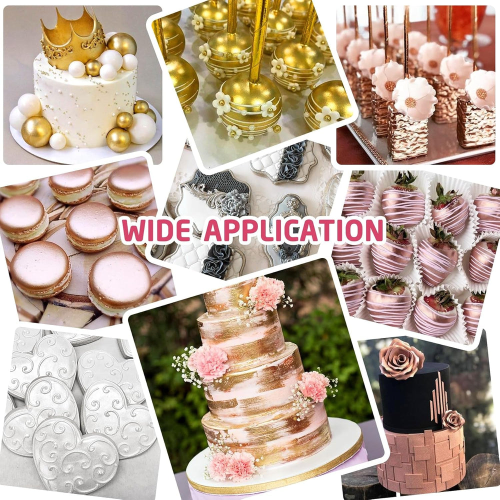 Paillettes liquides comestibles – 6 couleurs de colorant alimentaire à paillettes métalliques pour la décoration de gâteaux, la pâtisserie, les muffins – Poudre métallique à paillettes liquides comestibles pour biscuits, fondants, gâteaux