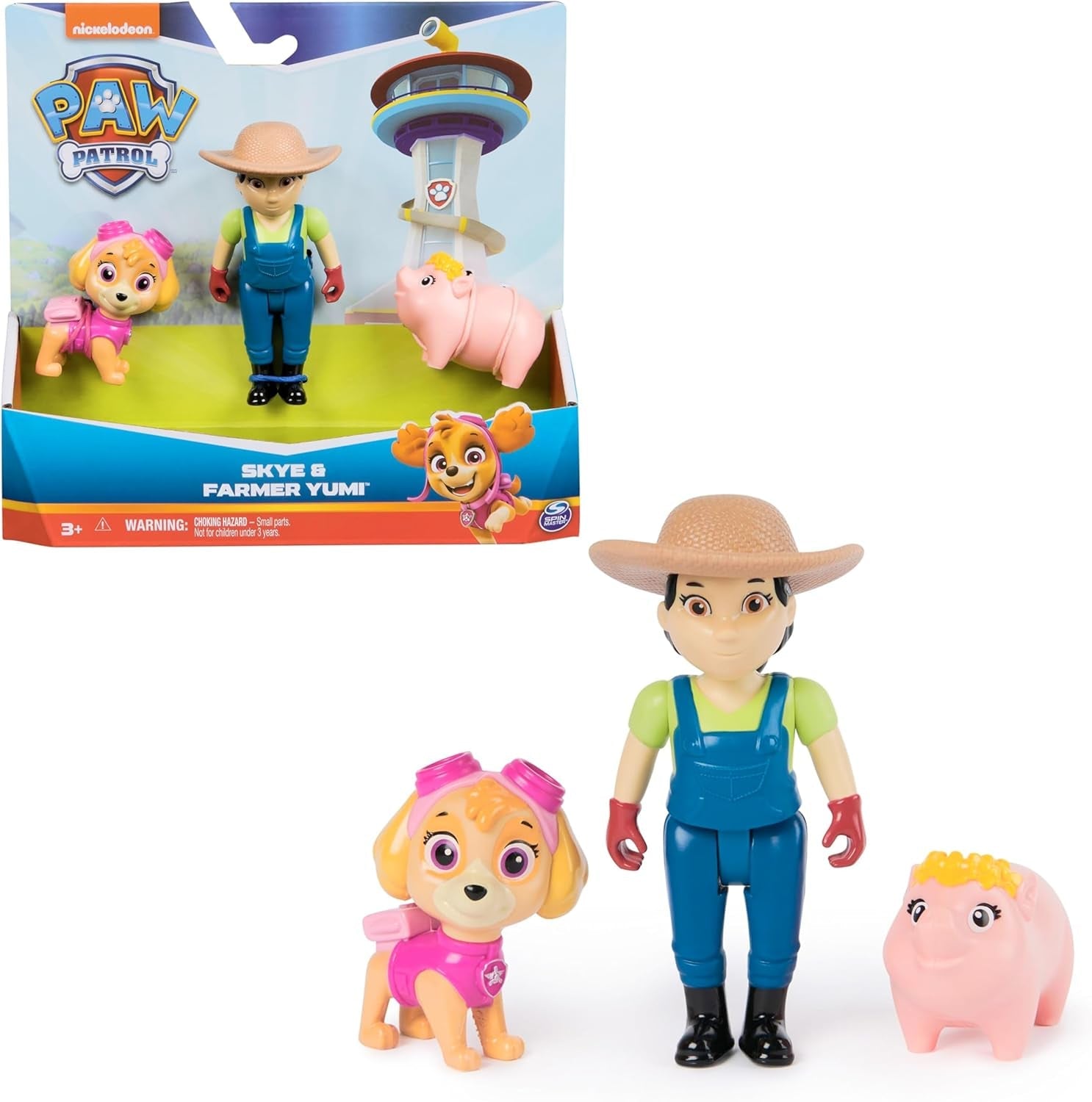 PAW PATROL Hero Pups - Ensemble de figurines d'action avec 1 figurine de chien de chasse, 1 figurine de chat du chaos et 1 figurine de maire je-sais-tout, jouet adapté aux figurines d'action de 3 ans et plus Naty Shop Farmer Skye Yumi