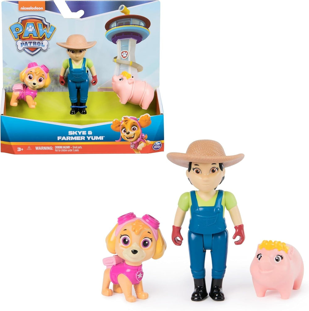 PAW PATROL Hero Pups - Ensemble de figurines d'action avec 1 figurine de chien de chasse, 1 figurine de chat du chaos et 1 figurine de maire je-sais-tout, jouet adapté aux figurines d'action de 3 ans et plus Naty Shop Farmer Skye Yumi