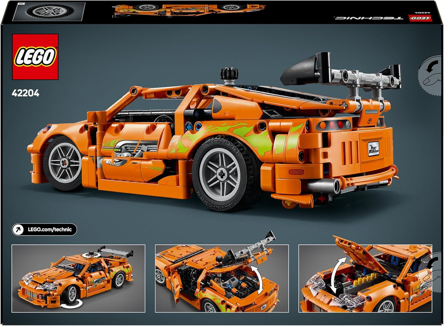 LEGO Technic Fast and Furious Toyota Supra MK4 - Voiture jouet - Avec moteur 6 cylindres et portes qui s'ouvrent - Modèle pour garçons et filles à partir de 9 ans - Idée cadeau d'anniversaire 42204 Jeux de construction Beuche den LEGO-Store