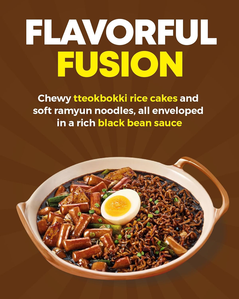 NONGSHIM Rapokki (Jjajang, 400 ml) – cuisine de rue coréenne authentique, ramen et gâteaux de riz, haricots noirs ; rapide et facile à préparer, prêt en 4 minutes