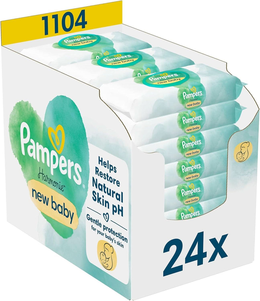 Pampers Harmonie New Baby Feuchttücher 24 Packungen Mit Jewelils 46 Feuchttüchern - 1104 Feuchttücher, Die Helfen, Den Naturichen Ph-Wert Der Haut Wiederherzustellen Naty Shop 46 Stück (24Er Pack) Neu