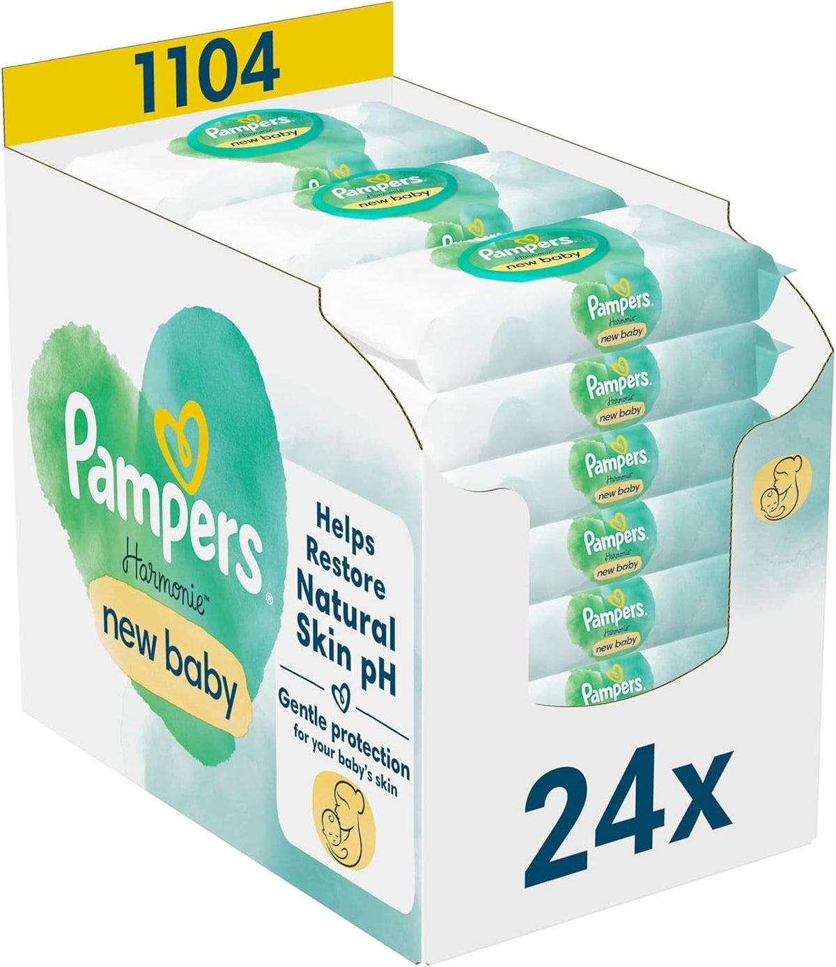 Pampers Harmonie New Baby Feuchttücher 24 Packungen Mit Jewelils 46 Feuchttüchern - 1104 Feuchttücher, Die Helfen, Den Naturichen Ph-Wert Der Haut Wiederherzustellen Naty Shop 46 Stück (24Er Pack) Neu