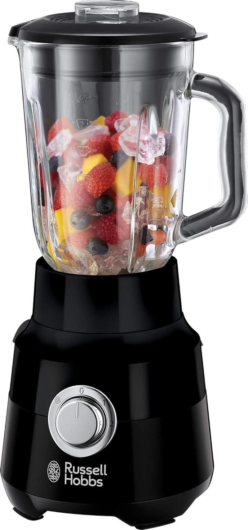 Russell Hobbs Batteur sur socle [1,5 L Glasbehälter] Matt Schwarz (Moteur Starker 0,9 PS, Fonction Impulsion/Ice-Crush, Edelstahlmesser, Mélangeur sans BPA, Elektrischer Zerkleinerer, Smoothie-Maker) 24722-56 Kitchen Naty Shop Batteur sur socle, Simple