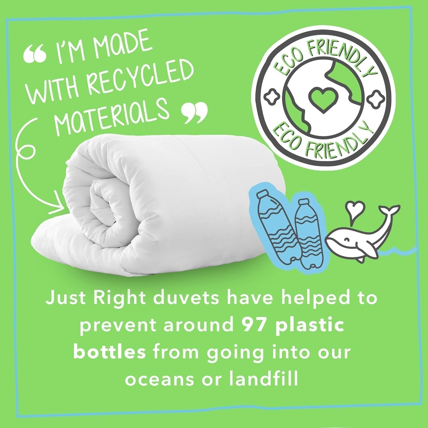 Couette Just Right Snug, 10,5 tog, fibres creuses, blanc, lit double Couettes et couettes Naty Shop