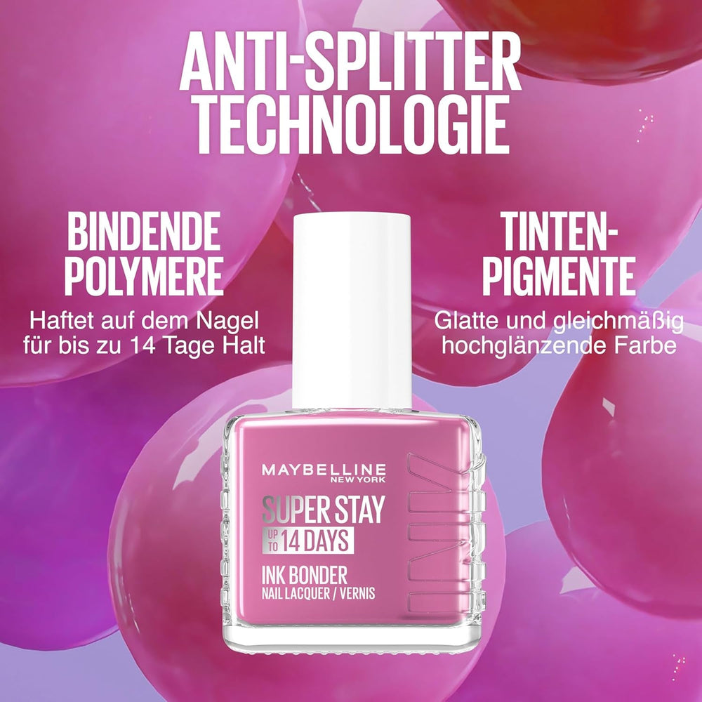 Oja Maybelline New York Super Stay Ink Bonder 130 Powder Rose – ojă de lungă durată pentru unghii puternice și culoare intensă, 12,3 ml