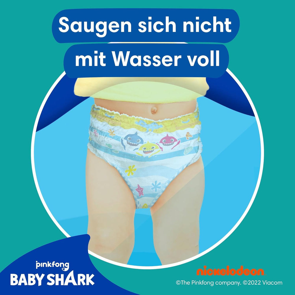 Pampers Taille 5-6 Splashers Baby Shark Édition Limitée Lot de 10 Couches de Bain Jetables pour une Protection de l'Eau Sûre