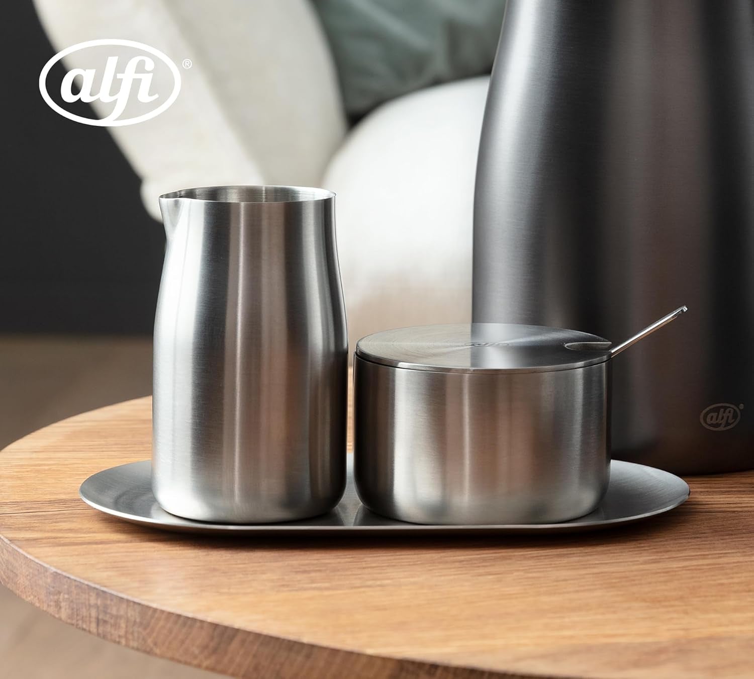 alfi ENSEMBLE À LAIT ET SUCRE, finition mate, ensemble à lait et sucre en acier inoxydable de haute qualité, design élégant, passe au lave-vaisselle, durable