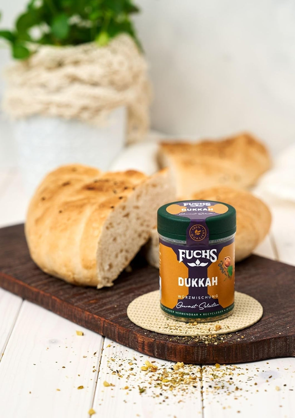 Fuchs Gewürze Gourmet Selection Naher Osten-Afrika – Dukkah Gewürzmischung, nachfüllbarer Gewürz Mix, zum Verfeinern von Fisch und Lamm, végétalien, 50 g