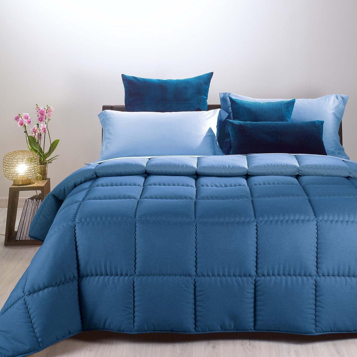 Housse de couette Caleffi pour lit double Modern Double Bleu - Lit double (260 X 265 Cm) Couettes et couettes Naty Shop Bleu