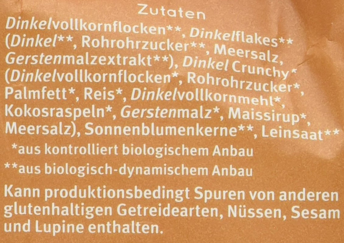 Muesli d'épeautre croustillant Hof (1 x 425 g) paquet de 1