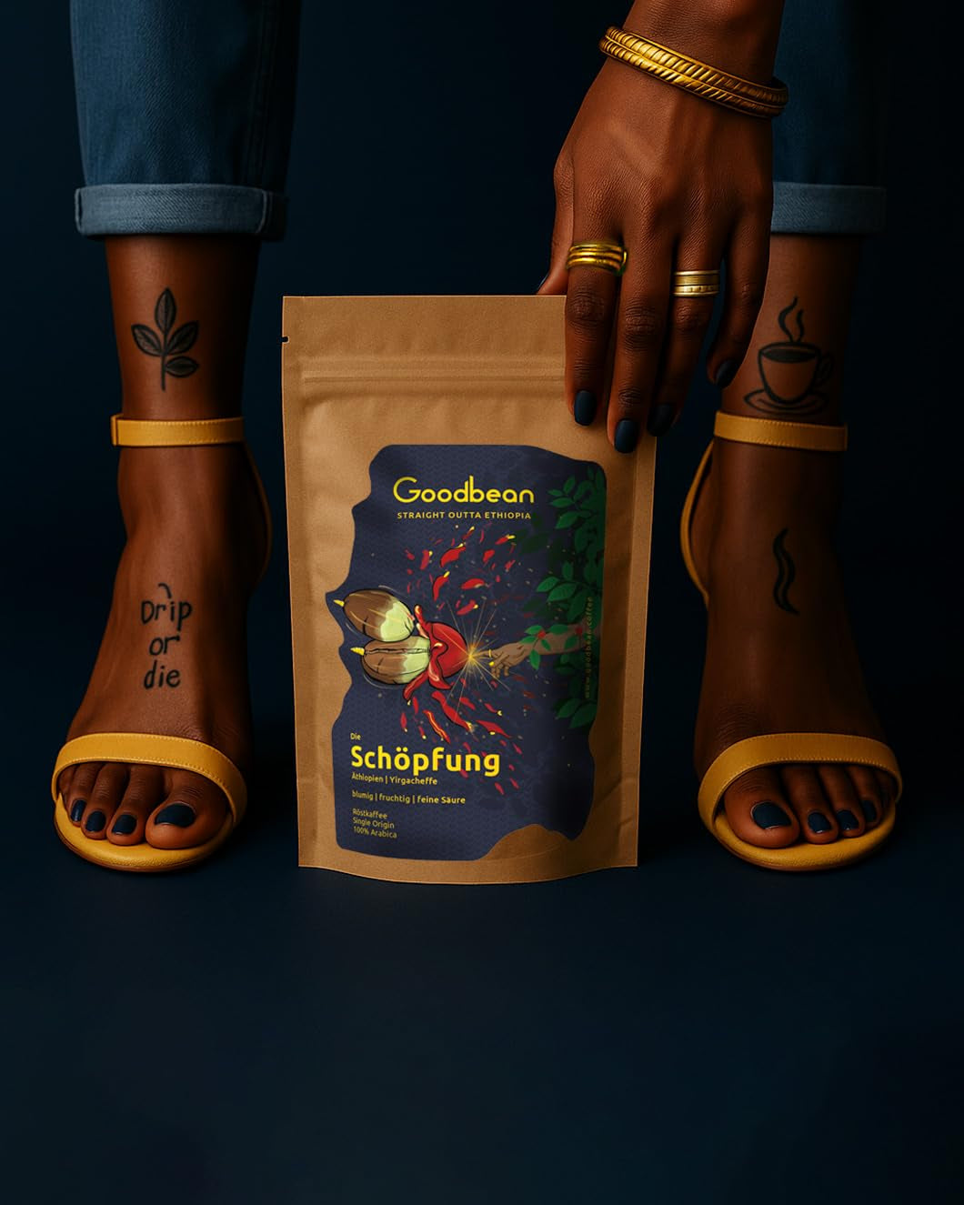 Création | Acidité florale, fruitée et délicate | Grains de café doux et harmonieux | 100% Arabica | Éthiopie - Yirgacheffe | Fraîchement frit | Expédié directement de la boulangerie | Torréfaction moyenne (2500g)