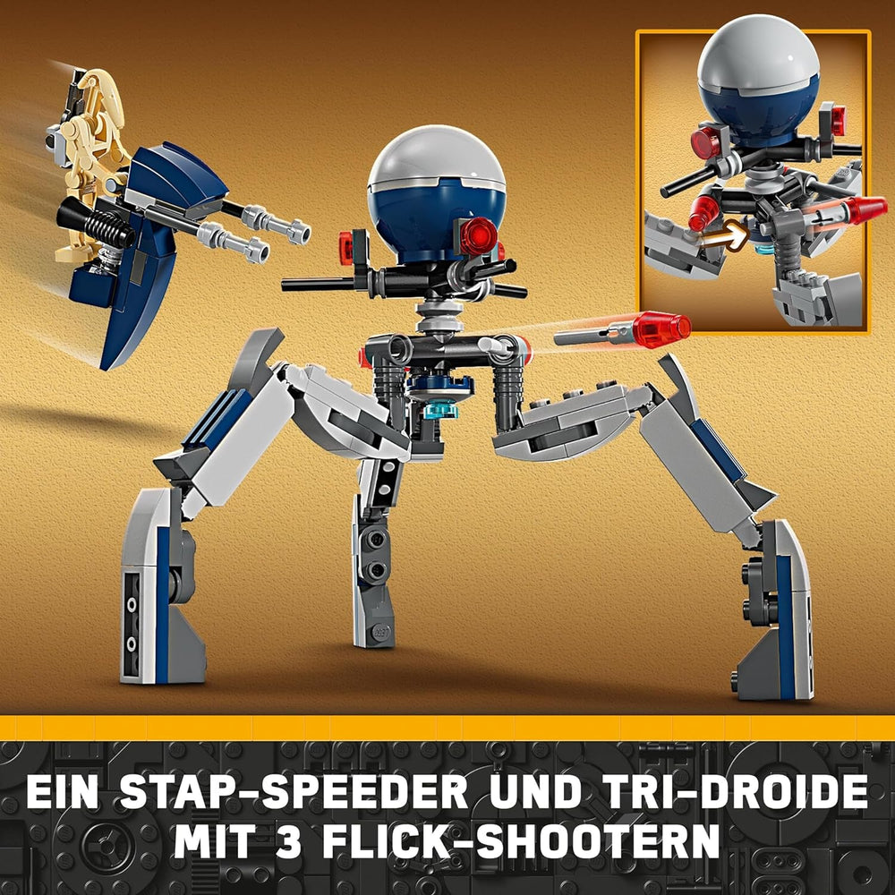 LEGO Star Wars 75372 Pack de combat Clone Trooper et Battle Droid, Incl. 4 figurines, 5 droïdes et une moto speeder avec un tireur - Jouets de construction pour garçons et filles à partir de 7 ans Jeux de construction Besuche den LEGO-Store