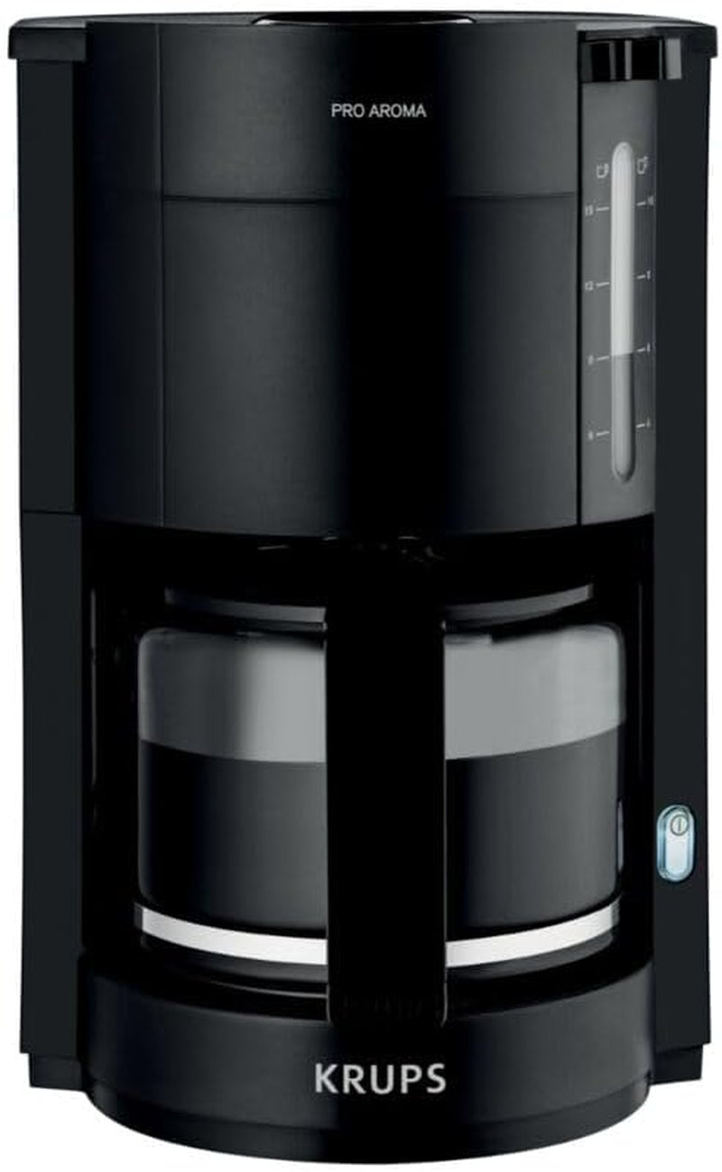 Krups F30908 ProAroma Machine à expresso avec filtre et carafe en verre, capacité 1,25 l, 10-15 tasses, 1050 W, noir