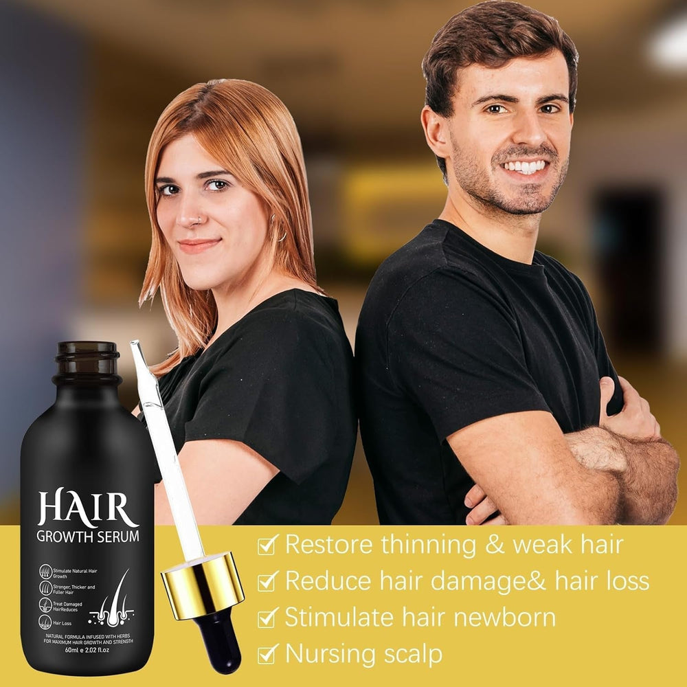 Huile de Croissance Capillaire Bio 5% - Solution Usage Externe - Croissance et Épaississement des Cheveux - Pour Chute de Cheveux Masculine et Cheveux Clairsemés - Réactive les Follicules Rétrécissants - Distributeur à Pompe Précis, 60ml Soin Capillaire Naty Shop