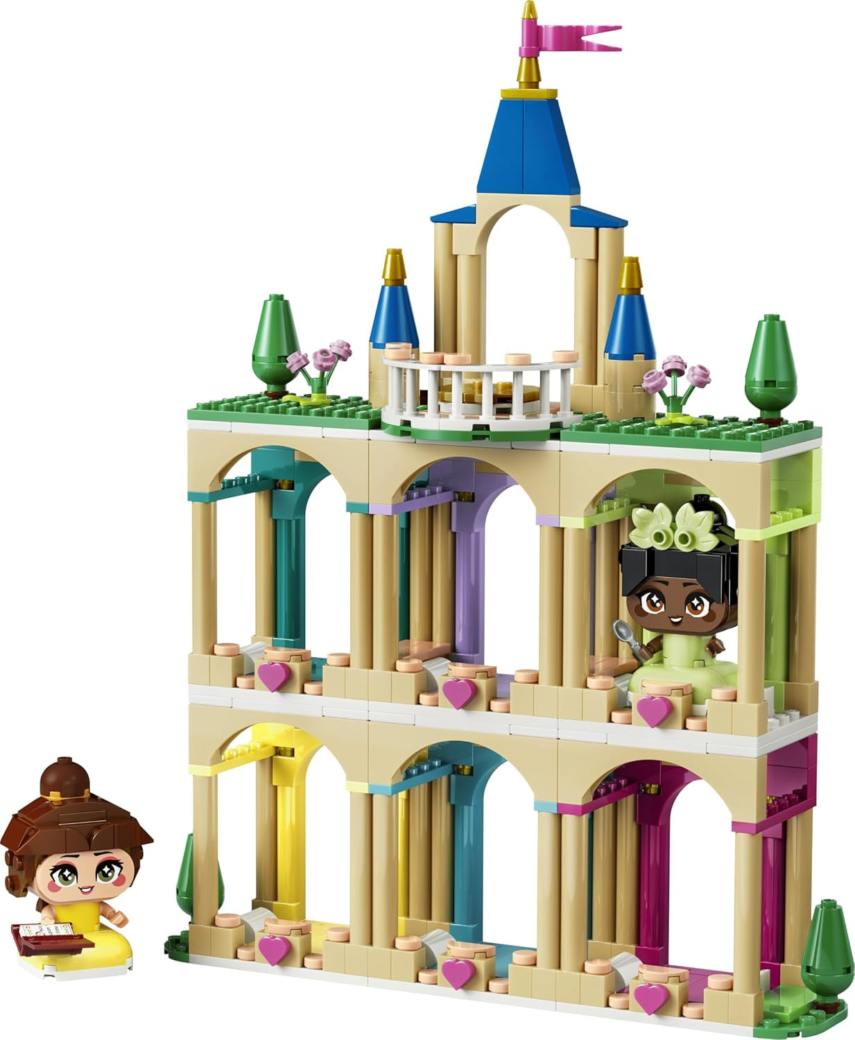 LEGO ǀ Disney Princess Die Mini-Prinzessinnen Belle und Tiana mit ihrem Schloss - Spielzeug mit 2 Minipuppen und Zubehör - DIY Deko - Geschenk für Mädchen ab 5 Jahren und Disney Fans - 43291