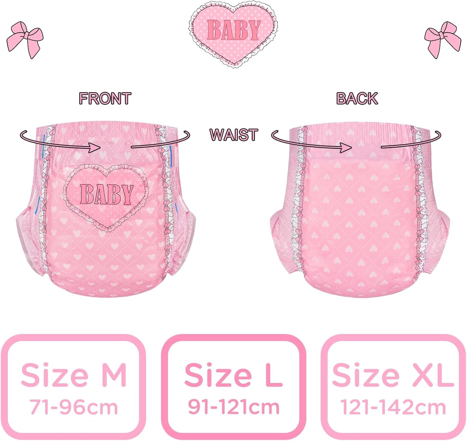 Couches imprimées pour adultes 5500-5800 ml, lot de 2 – Bébé rougissant (M)